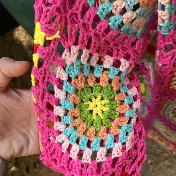 Fuchsia Handmade( not by me) Granny Square Crochet Cardigan - Picture 12 of 16